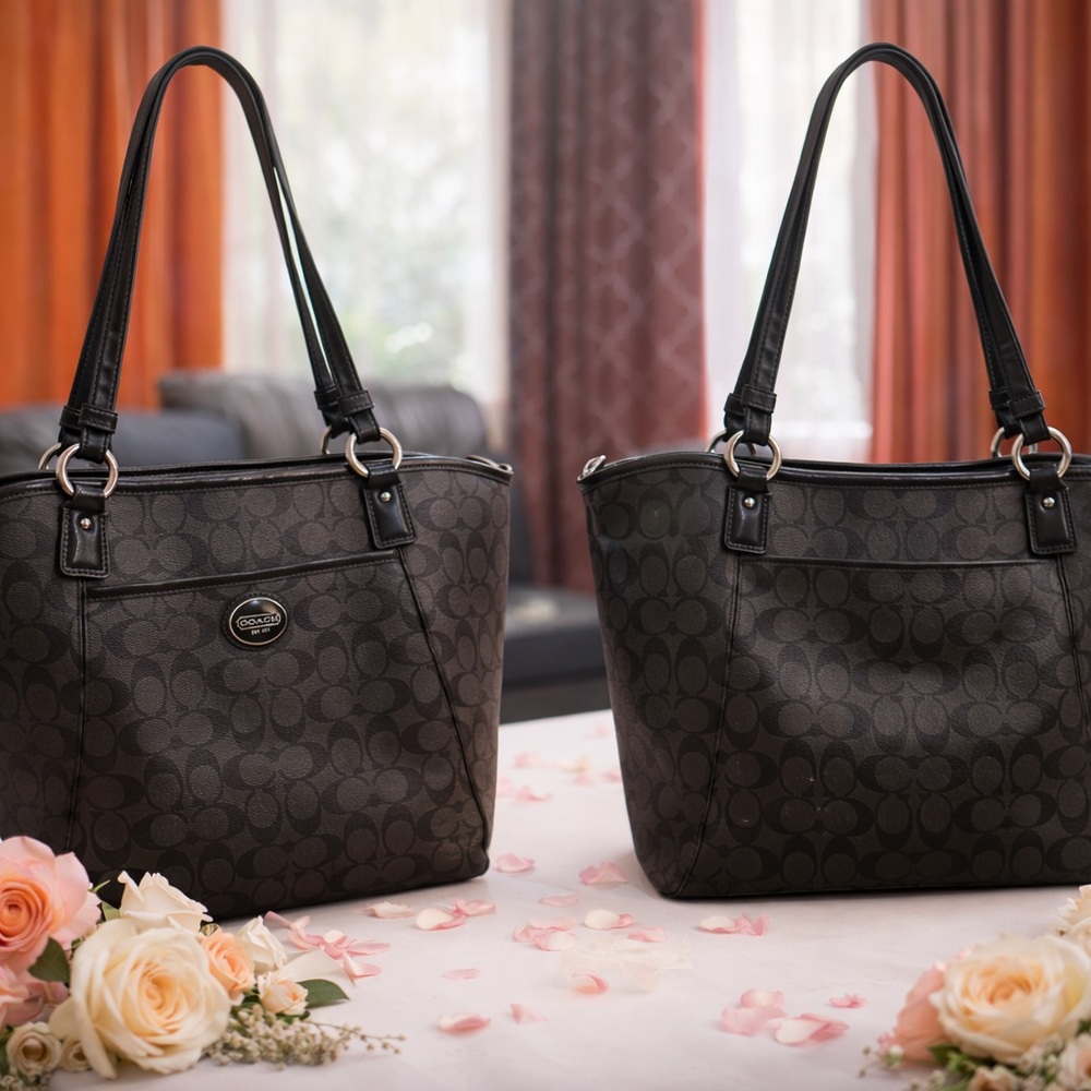 Coach Dark Brown Signature Shoulder Bag